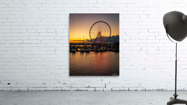 Ferris wheel at National Harbor at sunset Wall Preview
