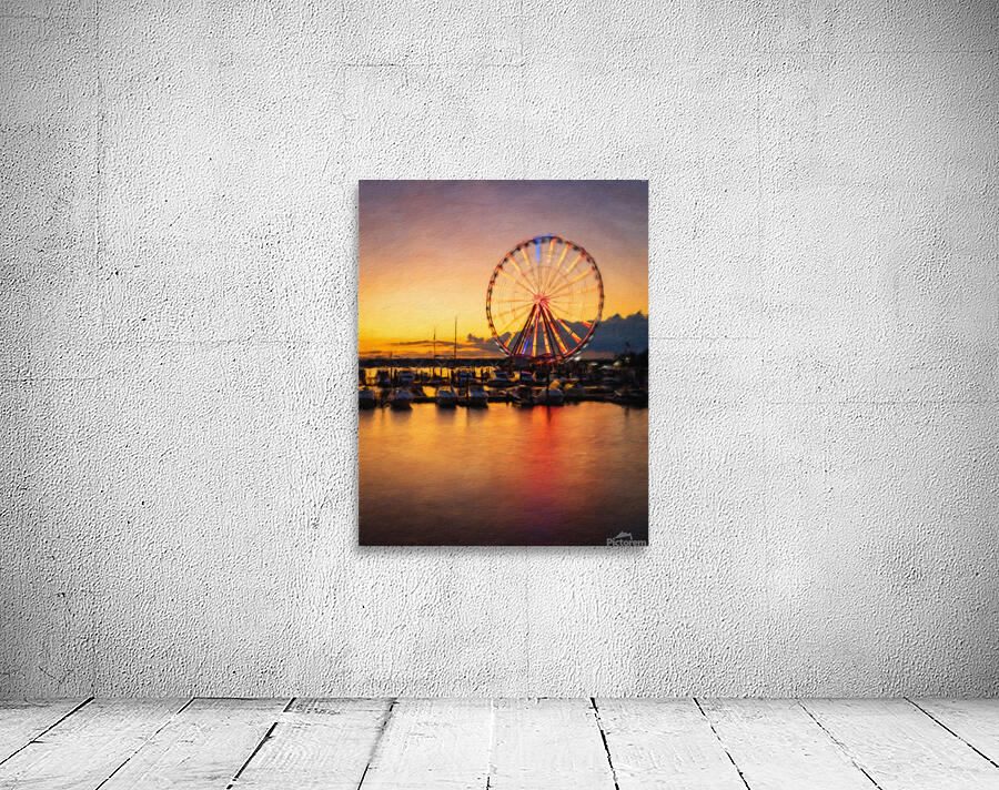 Digital art of Ferris wheel at National Harbor Wall Preview