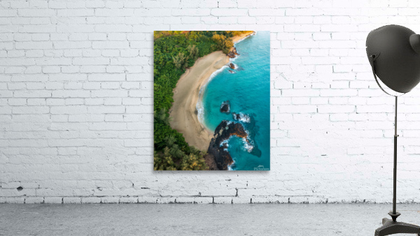 Top down view of rocks and waves on Lumahai beach Kauai Wall Preview