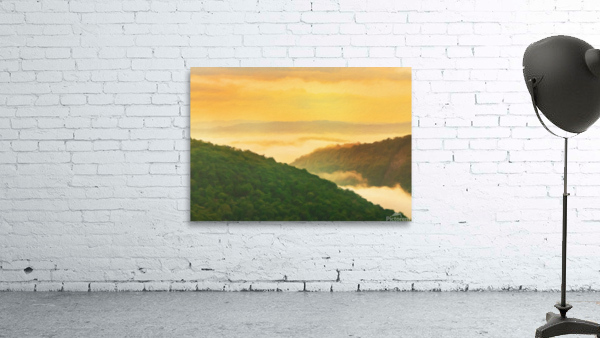 Painting of Cheat River gorge at sunrise near Raven Rock Wall Preview