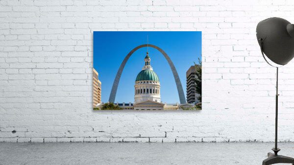 Dome of Old Courthouse in St Louis Missouri against Gateway arch Wall Preview