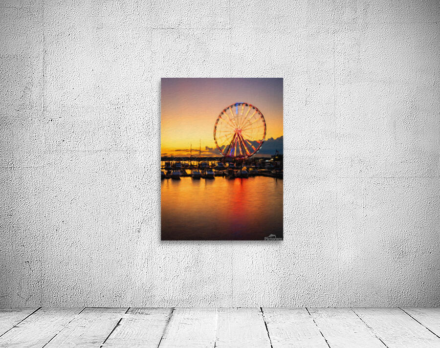 Impressionistic view of Ferris wheel at National Harbor at sunse Wall Preview