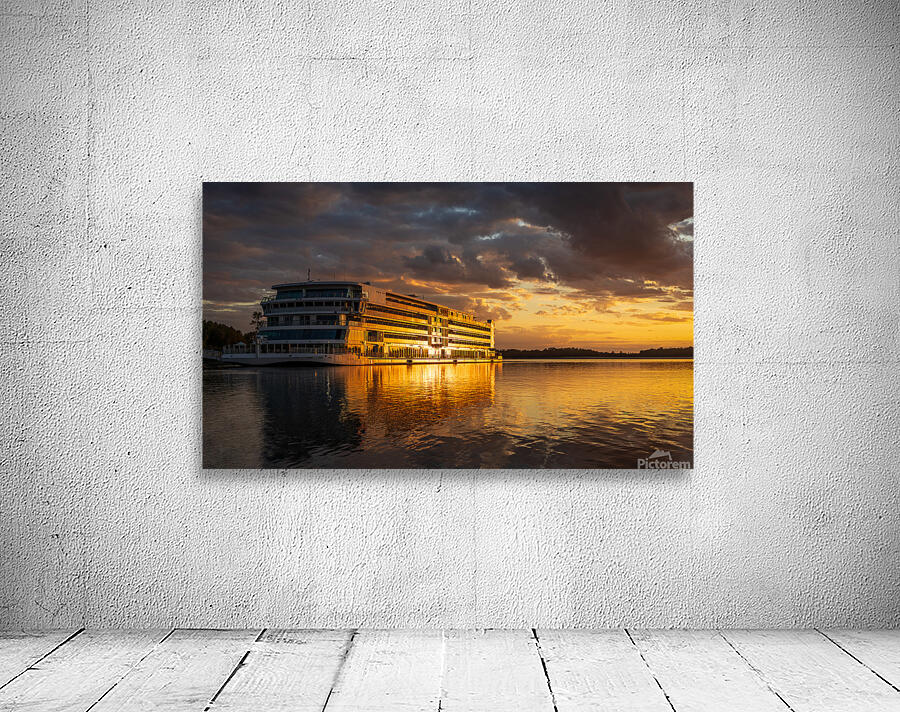 Sunset over Viking Mississippi river  cruise boat near Vicksburg Wall Preview