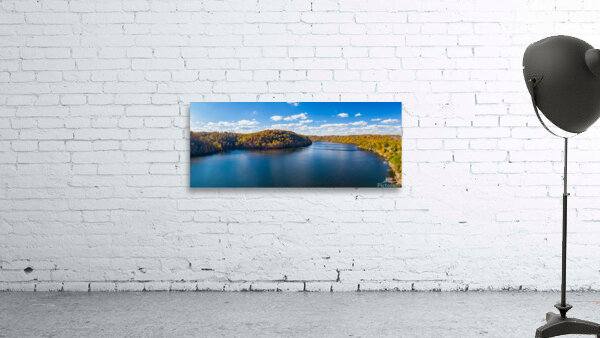 Aerial panorama of fall colors on Cheat Lake Morgantown WV with Wall Preview