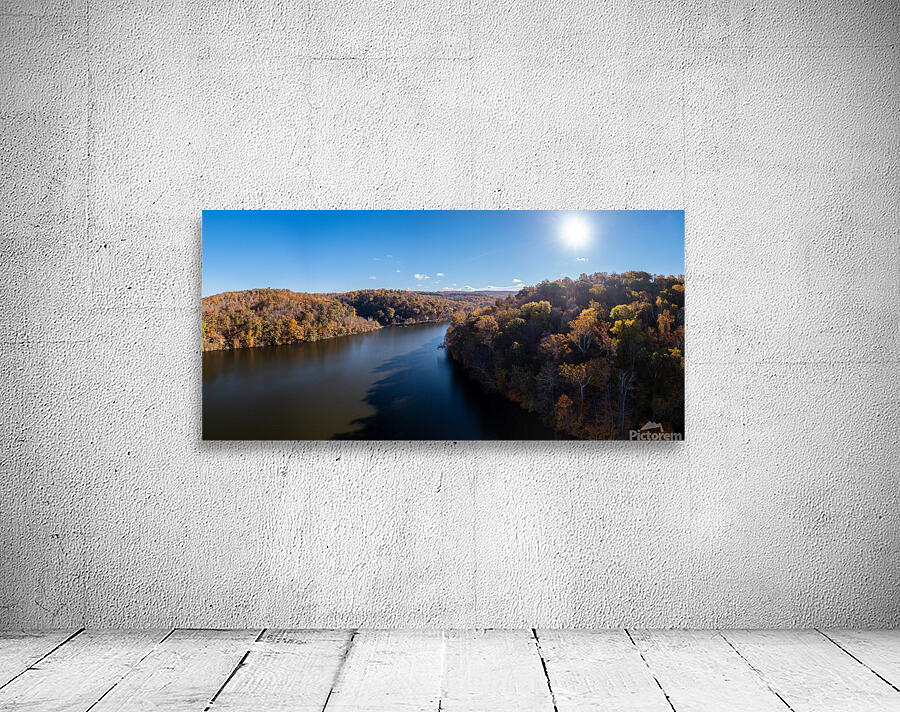 Panoramic fall trees around the water at Cheat Lake Park Morgan Wall Preview