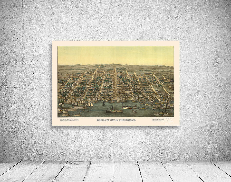 Restored birds eye view of street plan of Alexandria VA 1863 Wall Preview