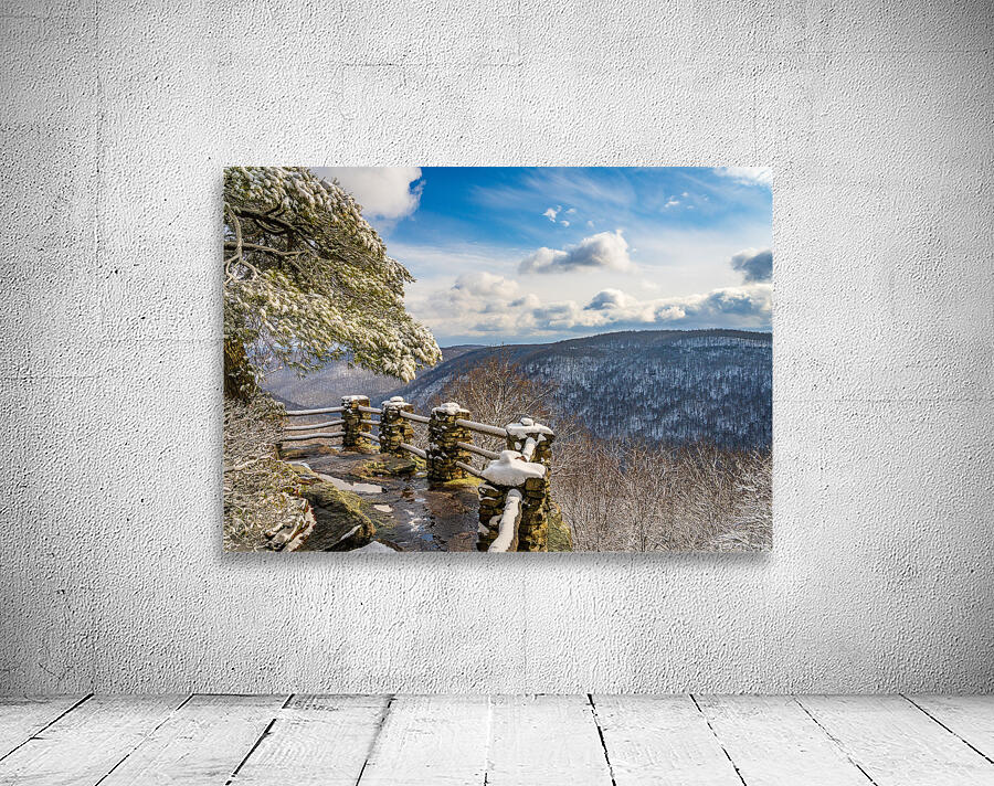 Coopers Rock overlook covered in winter snow near Morgantown Wall Preview