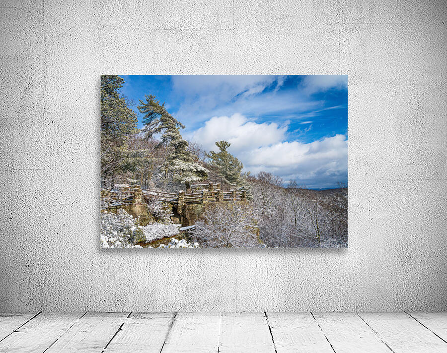 Coopers Rock overlook covered in winter snow near Morgantown Wall Preview