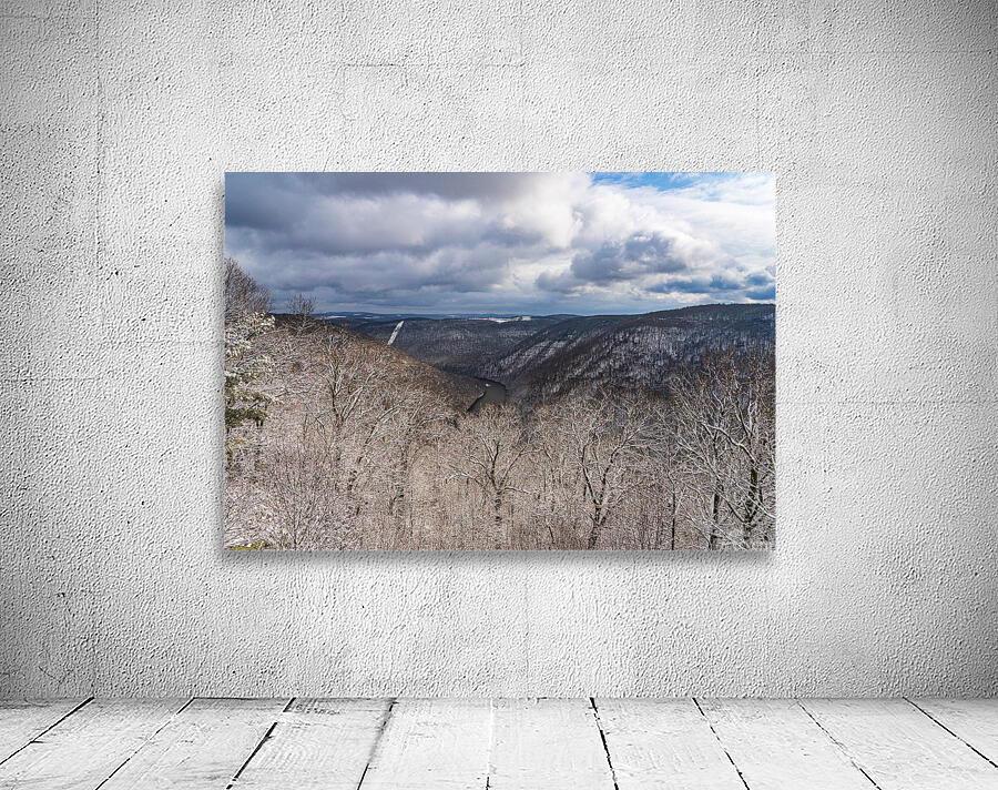 Snowy Cheat River Canyon at Coopers Rock on winter afternoon Wall Preview