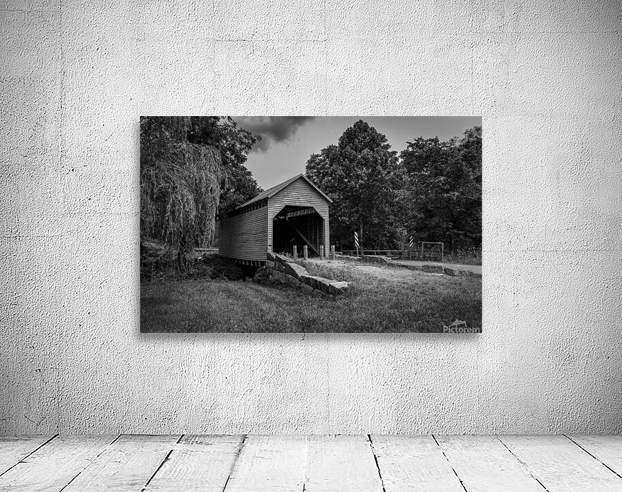 Dents Run Covered bridge near Morgantown WV in monochrome Wall Preview