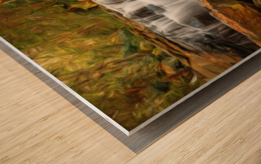 Impressionistic Deckers Creek waterfall in West Virginia Wood print