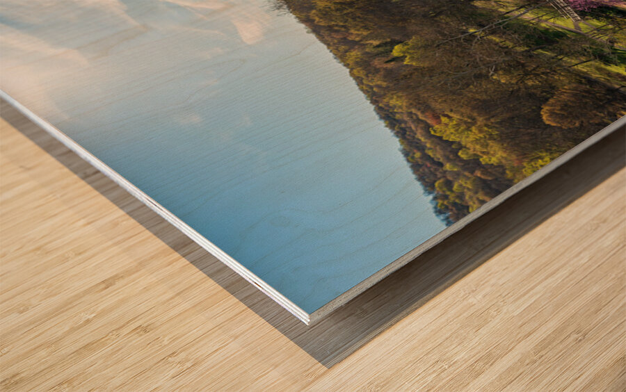 Cascades of flooded Valley Falls on a bright spring morning Wood print