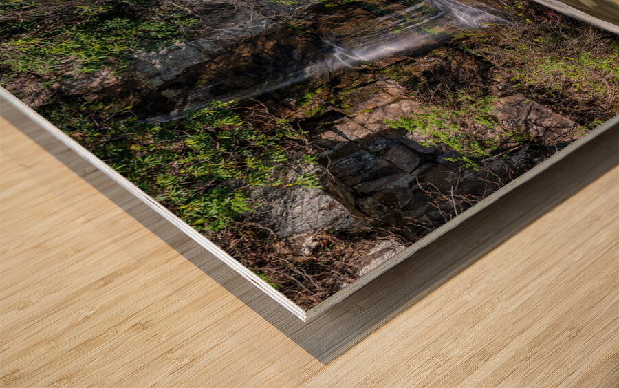 Small waterfall by Valley Falls on a bright spring morning Wood print