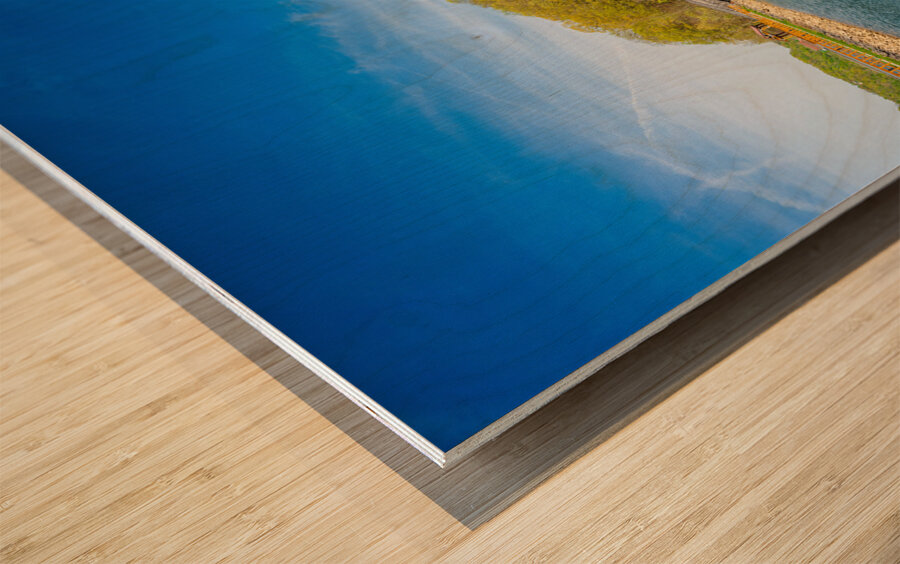 Reflection of spring leaves in Cheat Lake Park near Morgantown Wood print