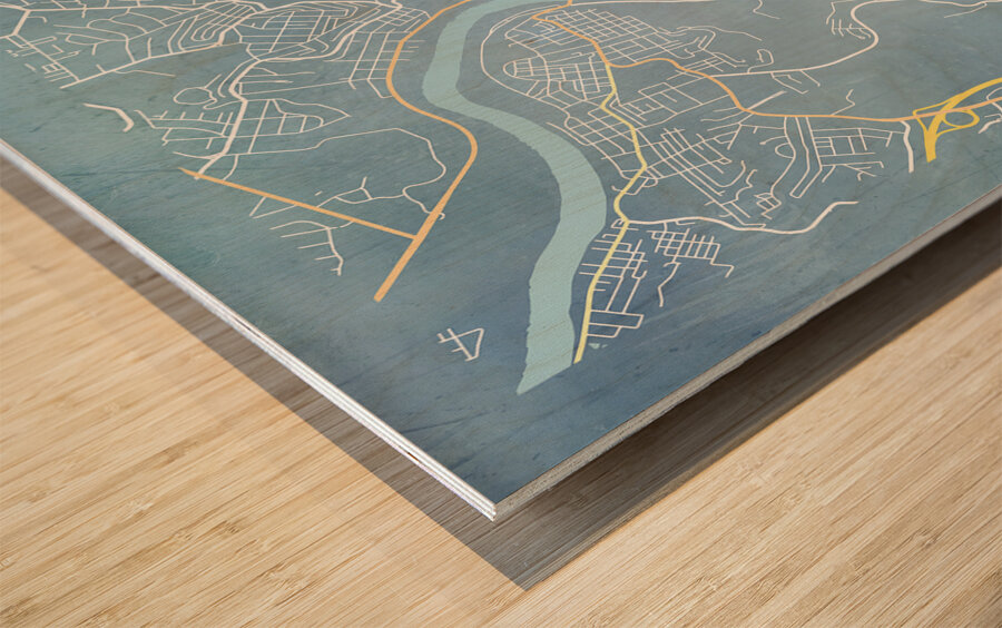 Blueprint of Morgantown WV city streets Wood print