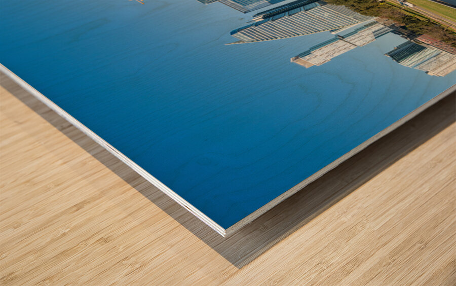 Cityscape of apartments and offices  in downtown Austin Texas Wood print