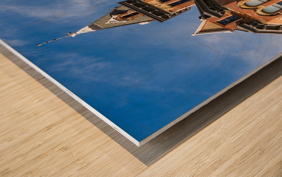 Facade of the historic Delaware County Sheriff home and jail Wood print