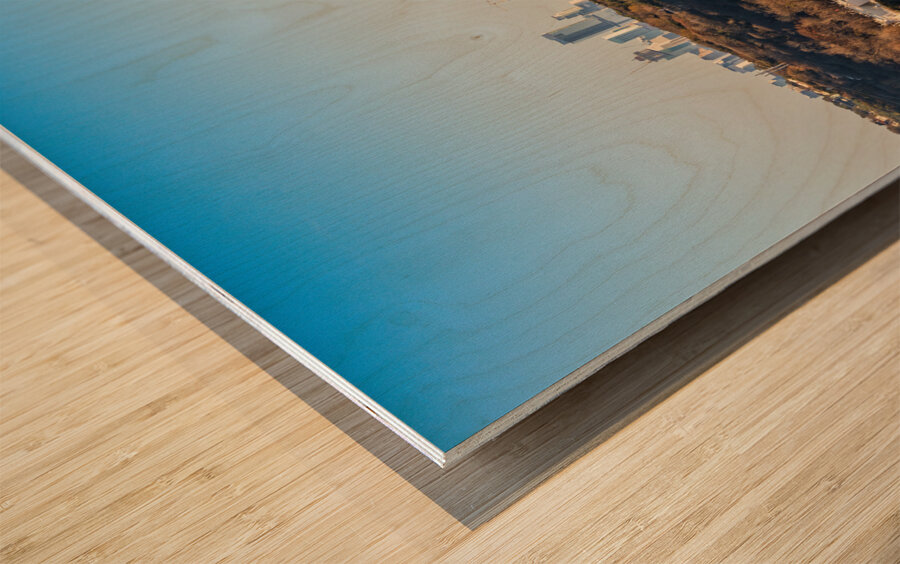 Colorado river and Pennybacker bridge from overlook in Austin Te Wood print