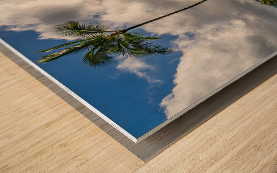 Waioli Huiia Church stands in Hanalei Kauai with waterfalls in Wood print