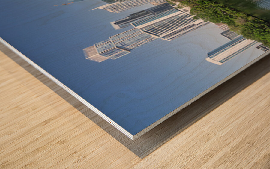 View along Colorado river of Austin Texas skyline Impression sur bois