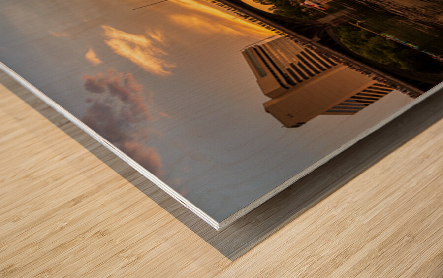 Waiting for Bats - Crowd on Congress Avenue bridge Austin Wood print