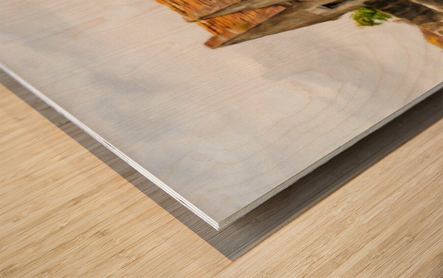 Digital oil painting of Yarmouth Castle building with red tiled  Impression sur bois