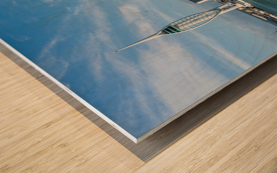 Spinnaker tower overlooks the harbor at Portsmouth with luxury y Wood print