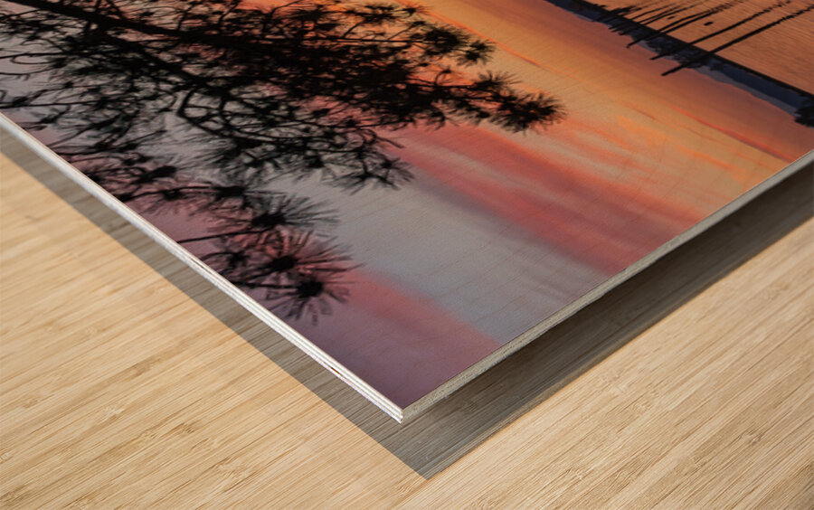 Dramatic sunset clouds over Possession Sound Everett in Washingt Wood print