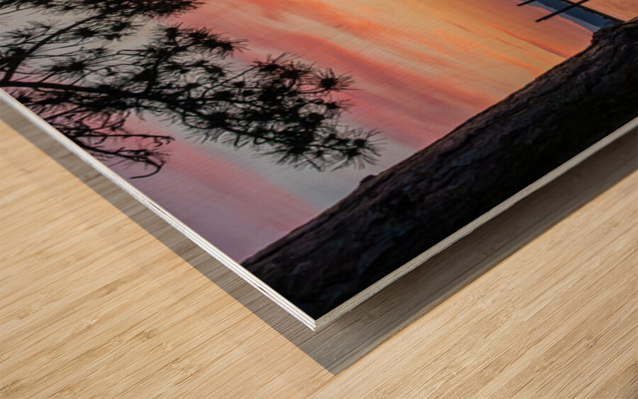 Dramatic sunset clouds over Possession Sound Everett in Washingt Wood print