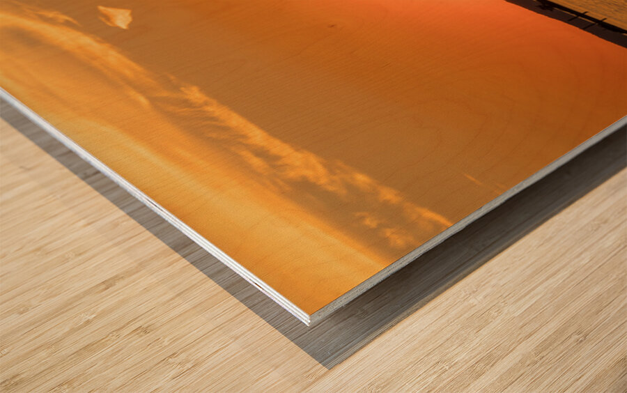 Dramatic sunset clouds over Possession Sound Everett in Washingt Wood print