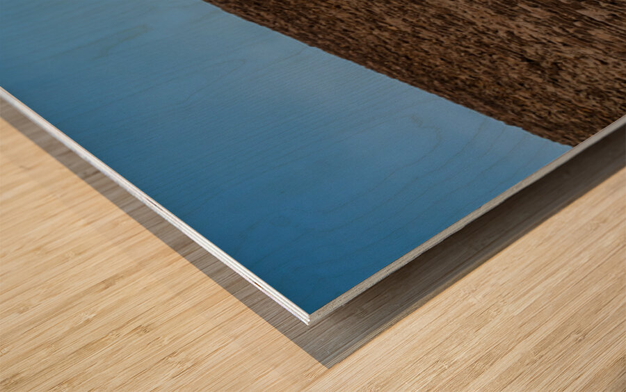 Great Pyramid of Giza with the sun flaring over the top edge Wood print