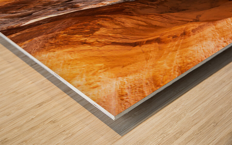 Narrow gorge of the Siq entering Petra Wood print