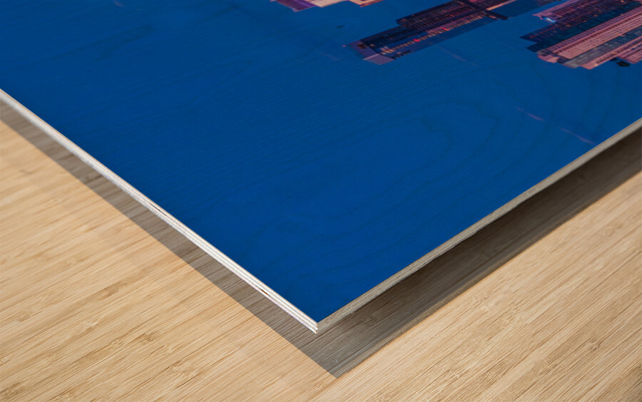 Harvest moon over the Austin skyline from Zilker Park Wood print