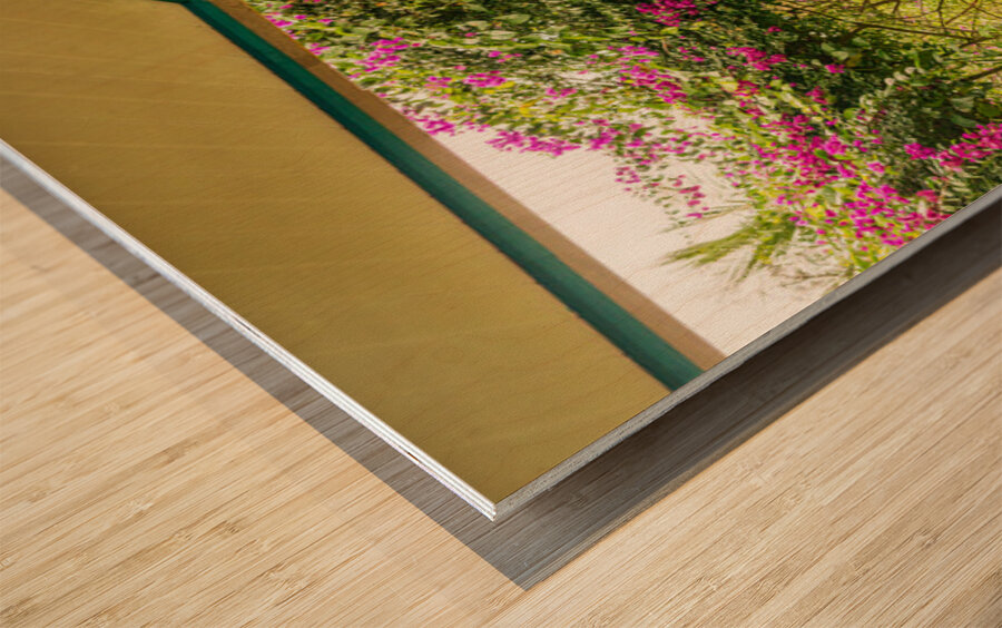 Portrait format of vintage wooden rocking chair on a porch Wood print