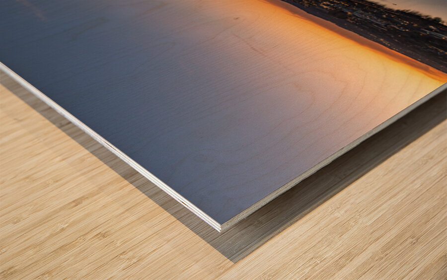 Evening over Austin downtown 2026 in aerial skyline Wood print