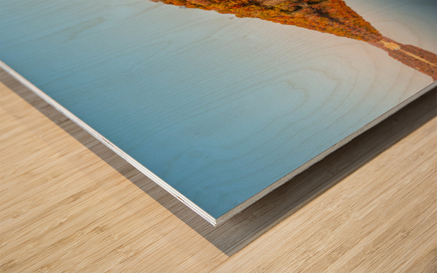 Perfect reflection of autumn leaves in Cheat Lake Wood print