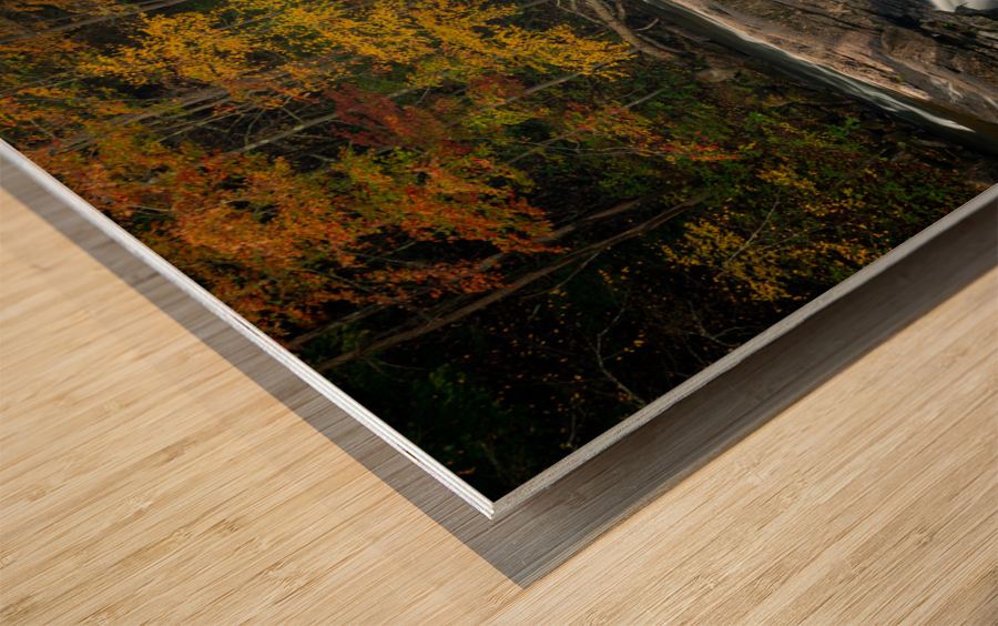 Cascades of the Valley Falls on a misty autumn day Wood print