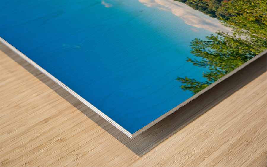 Early fall colors on Cheat Lake in Morgantown WV Wood print