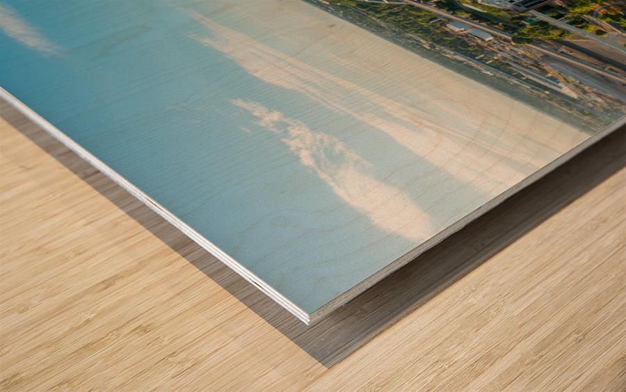 Aerial view of John Seigenthaler pedestrian bridge in Nashville Wood print