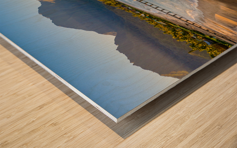 Aerial drone shot of man on the sand of Hanalei beach  Impression sur bois