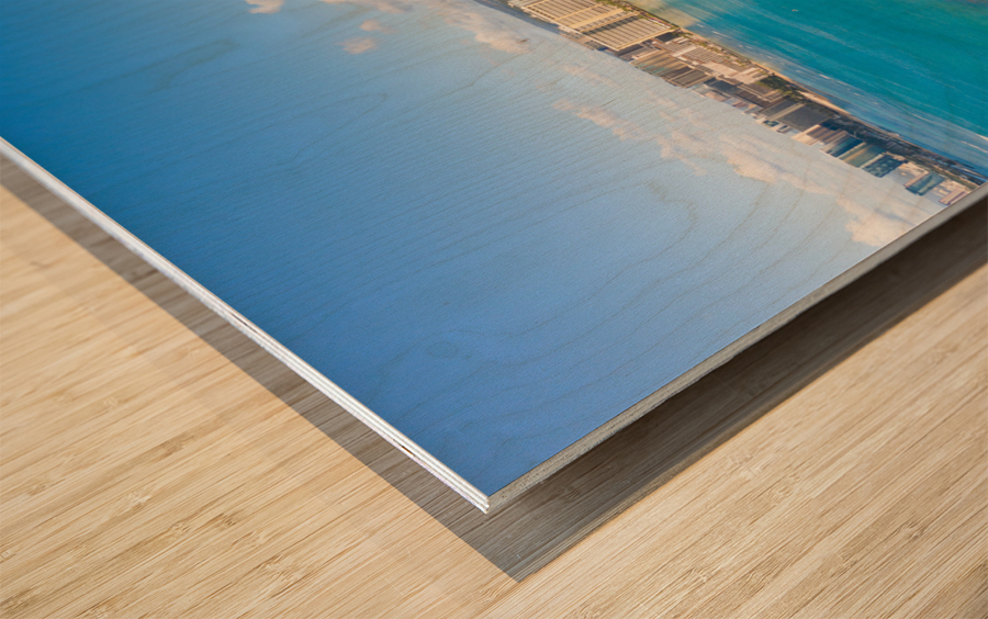 Aerial view of Waikiki looking towards Honolulu Impression sur bois