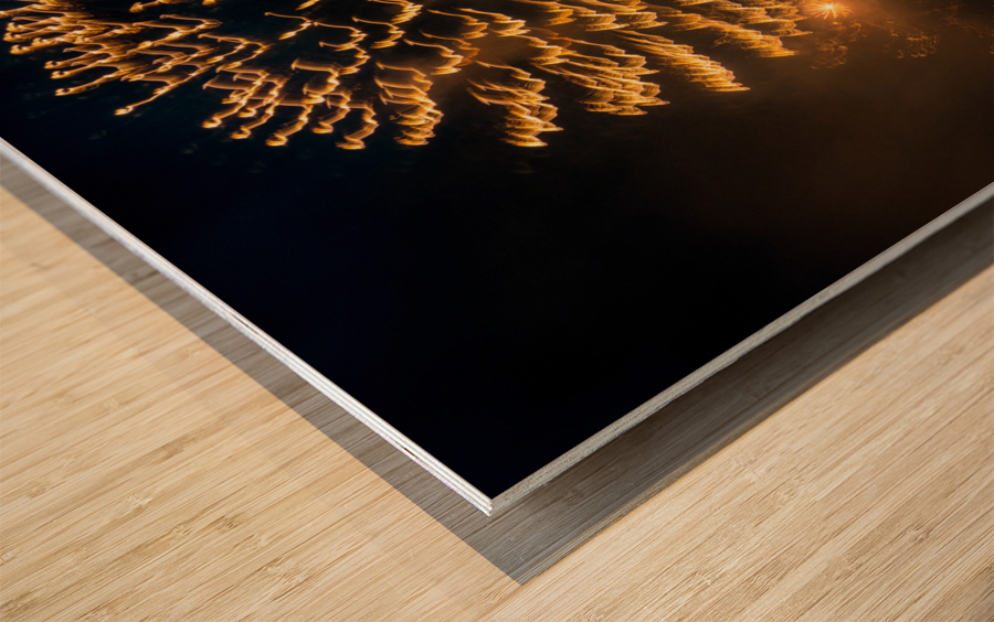 Abstract firework show over Pittsburgh Wood print