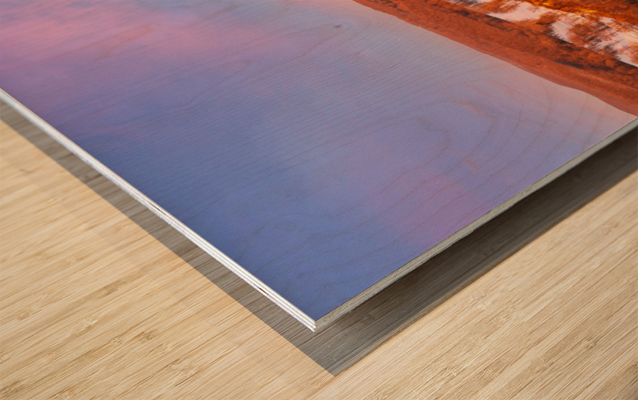 Aerial panorama of the frozen Cheat Lake in Morgantown Impression sur bois