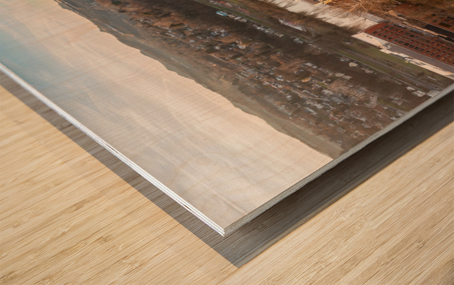 Aerial panorama of the Woodburn Circle at the university  Wood print