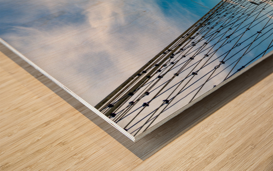 Suspension bridge over the Ohio river in Wheeling, WV Wood print