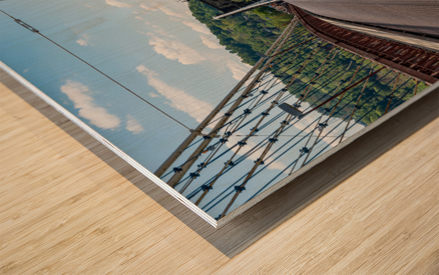 Suspension bridge over the Ohio river in Wheeling WV Wood print