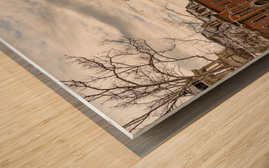 Woodburn Hall at West Virginia University in the snow Wood print