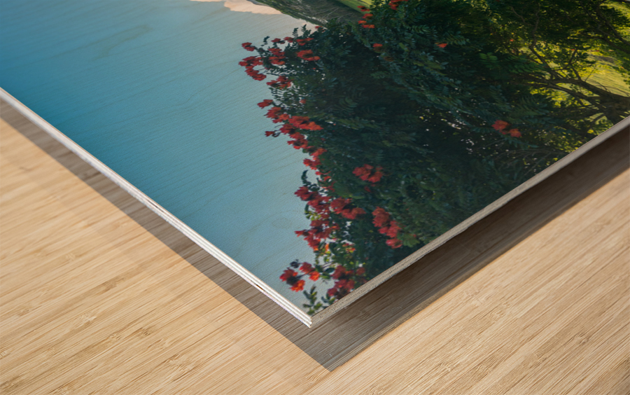 Striking Jurassic landscape on Kauai Wood print