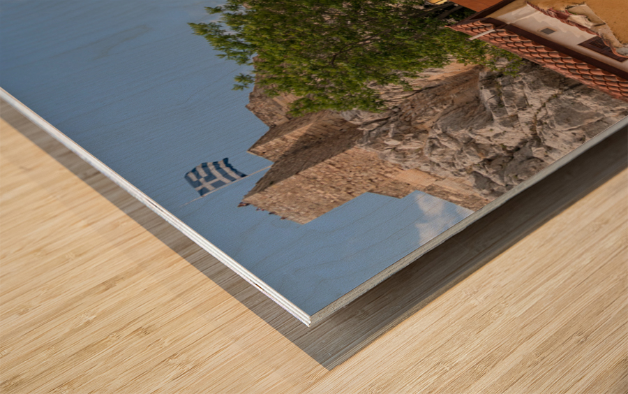 Narrow street in ancient district of Anafiotika Impression sur bois