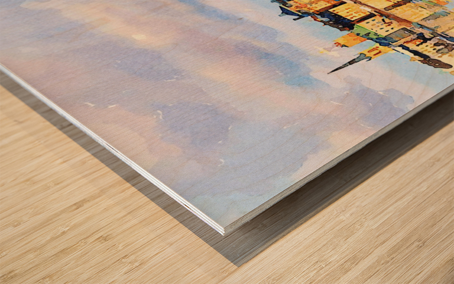 Water color of Gamla Stan in Stockholm Wood print